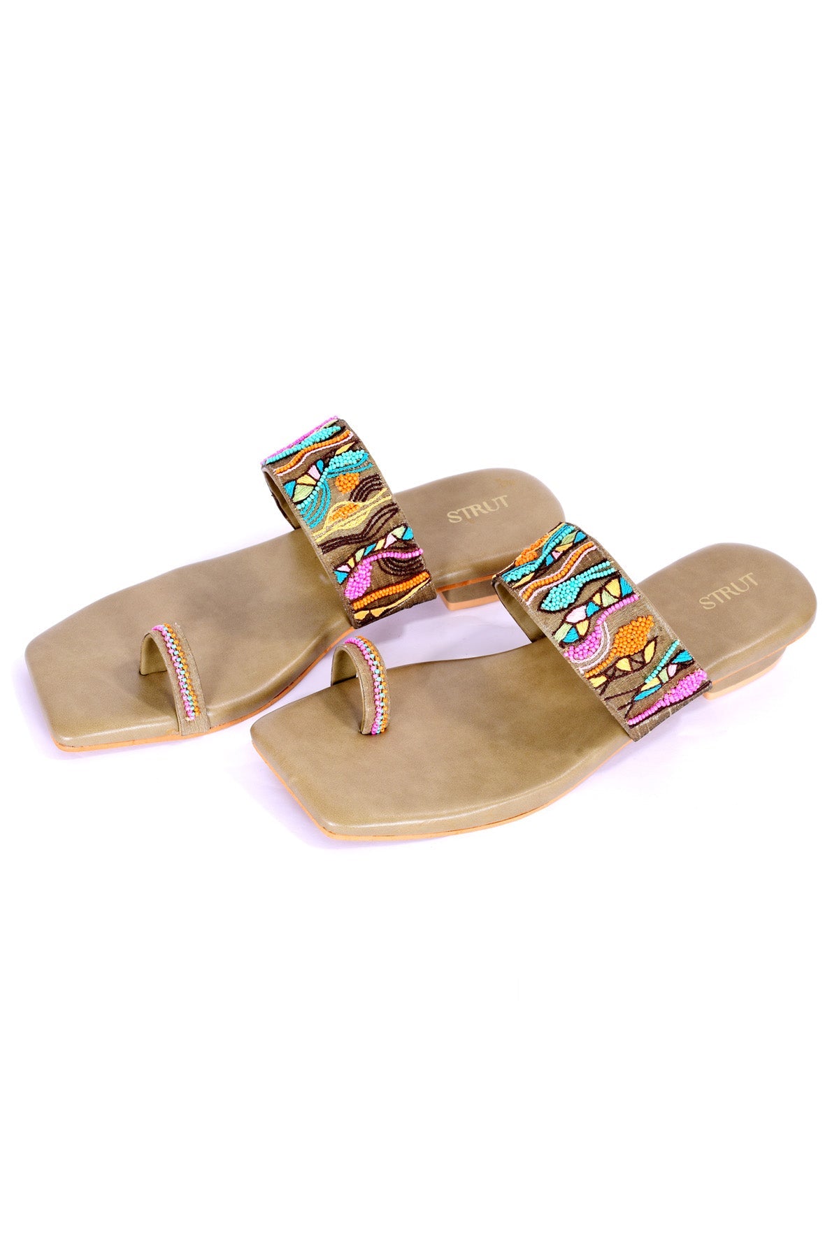 Strut Green Handwork Kolhapuri Chappal Accessories online at ScrollnShops